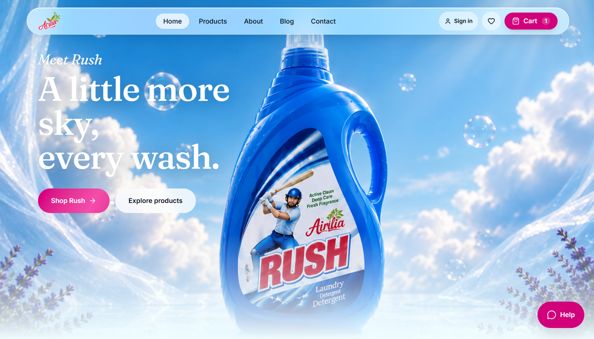 Airlia consumer home care and cleaning e-commerce storefront