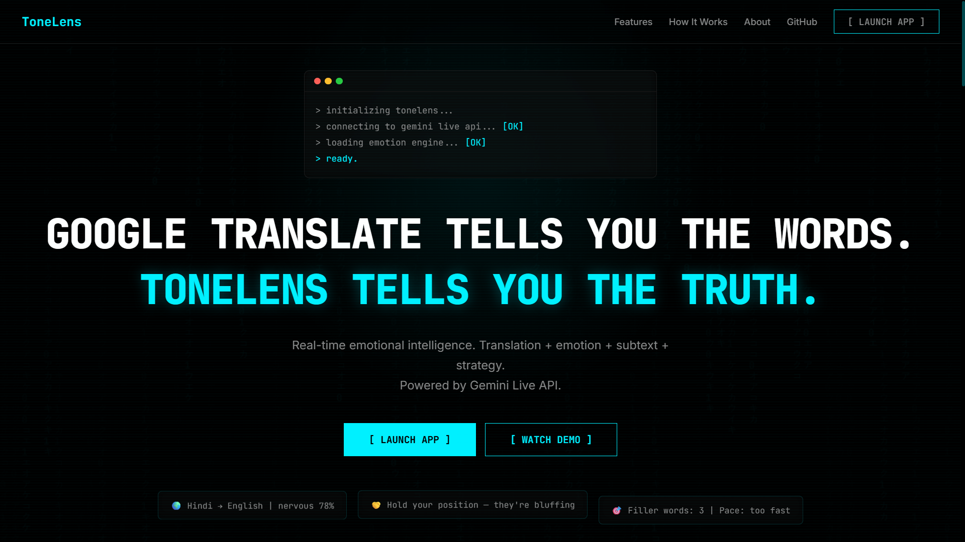 ToneLens landing page