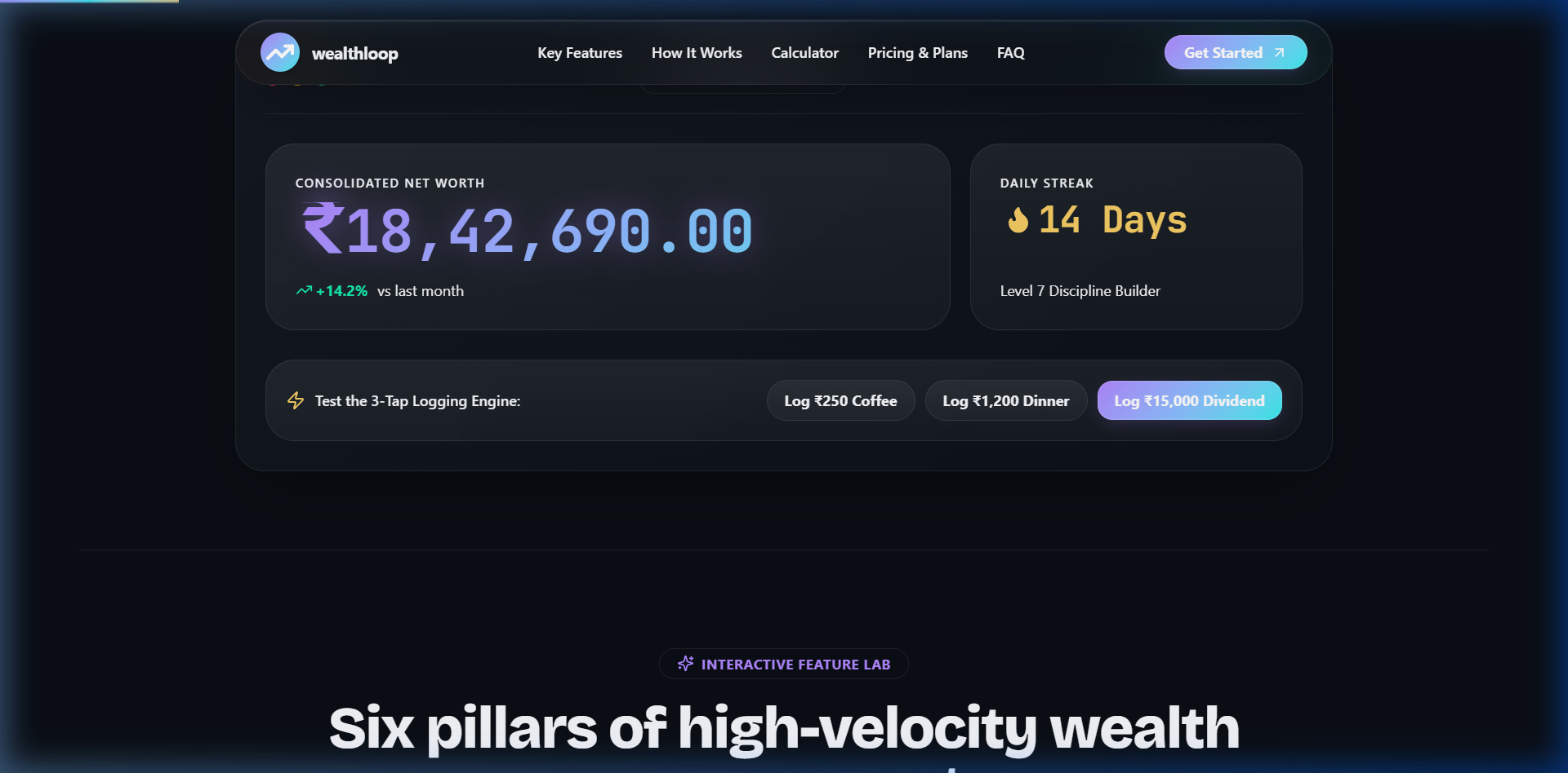 Consolidated Net-Worth Dashboard & Streak Counter